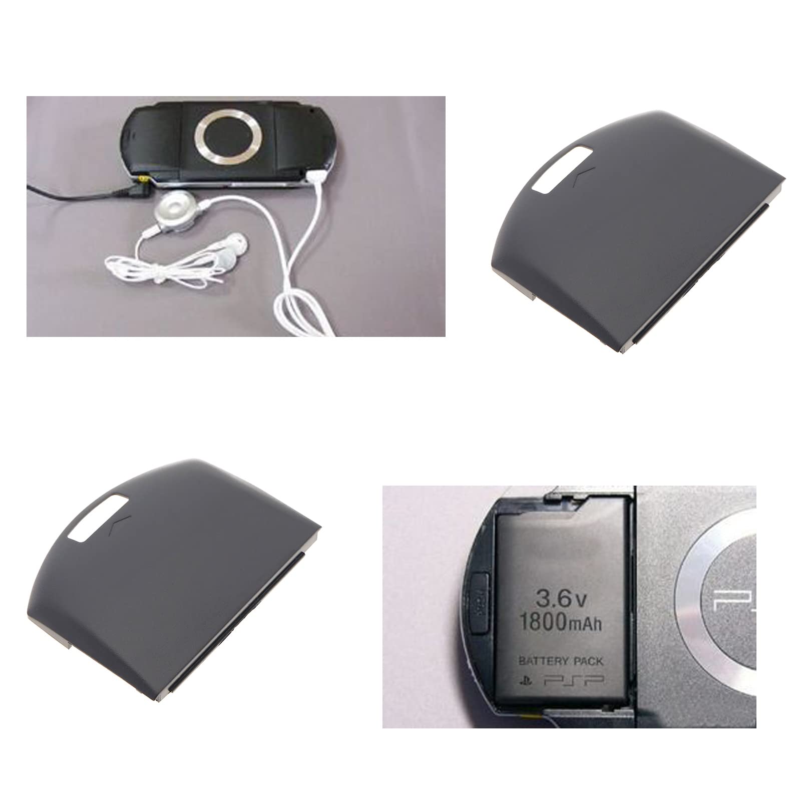 4 Piezas Reemplazo de La Tapa de La Batería Carcasa de La Puerta Trasera de La Batería Protector de La Batería Tapa de La Puerta Compatible con Sony PSP Serie 1000 La Consola Negro