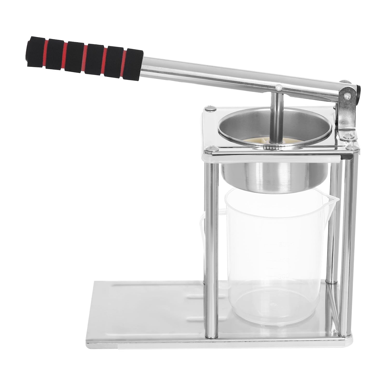 OUKANING Manuelle Saftpresse aus Edelstahl 304, mit Messbecher | Für Orangen, Zitronen & Granatäpfel. Leichte Reinigung, stabiler Stand, kompakte Größe – ideal für Küche, Bar oder Saftstand