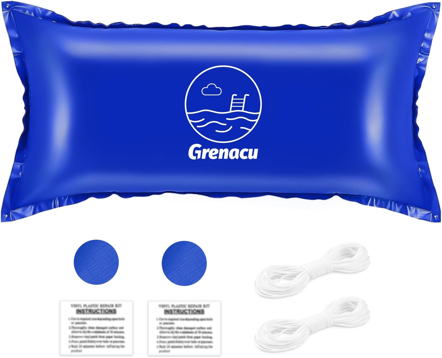 4x8ft Pool Pillows for Above Ground Pools, Extra Durable 0.4mm PVC Pool Pillow for Closing Winter, Cold-Resistant Inflatable Air Pillow for Winterizing, Rope & Patch Included