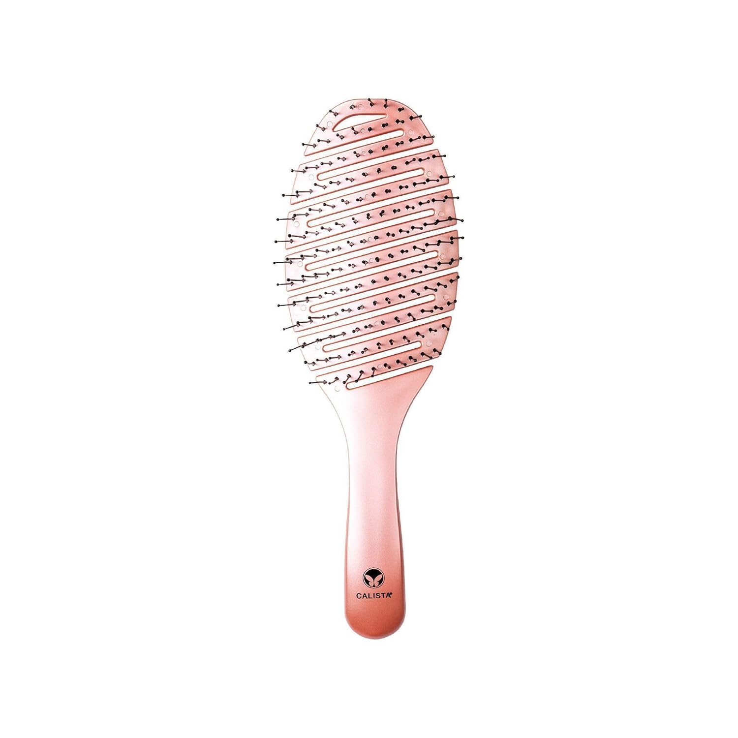 Calista SMOOTHIE Large Hair Brush - Flexible Detangling Brush for Thick & Long Hair, Wet or Dry, Reduces Breakage, Vented, Pink