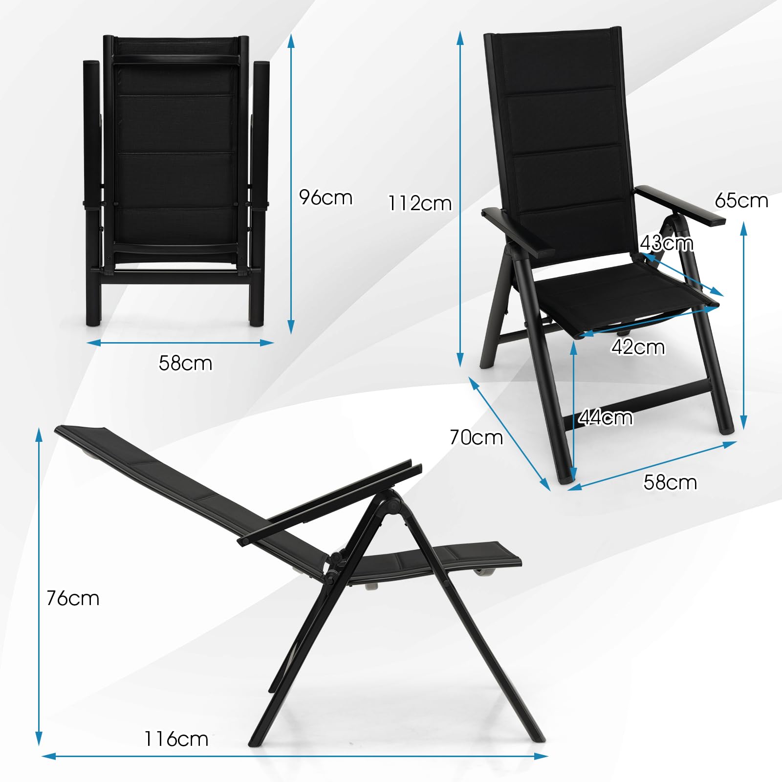 GOPLUS Tuinstoelset, 4 tuinstoelen met tafel van glas en patio