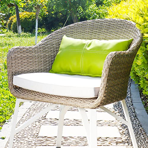 Wuuyuef Outdoor Pillow Covers 12X 20 Inch Set Of 2, Faux Leather Throw Pillow Cases Waterproof Decorative Cushion, Boho Lumbar Pillow Cover For Garden Couch Bed Sofa, Lime Green #TOP1