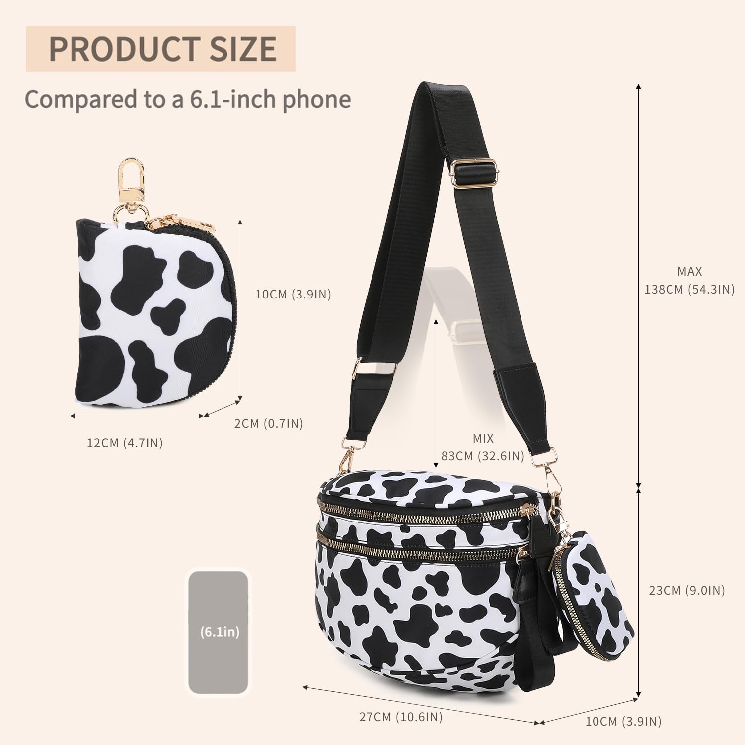 Checkered Crossbody Bum Bag for Women, Spacious Nylon Checkerboard Purse with Removable Wallet, Adjustable Strap, Large Capacity Fanny Waist Packs - Image 5