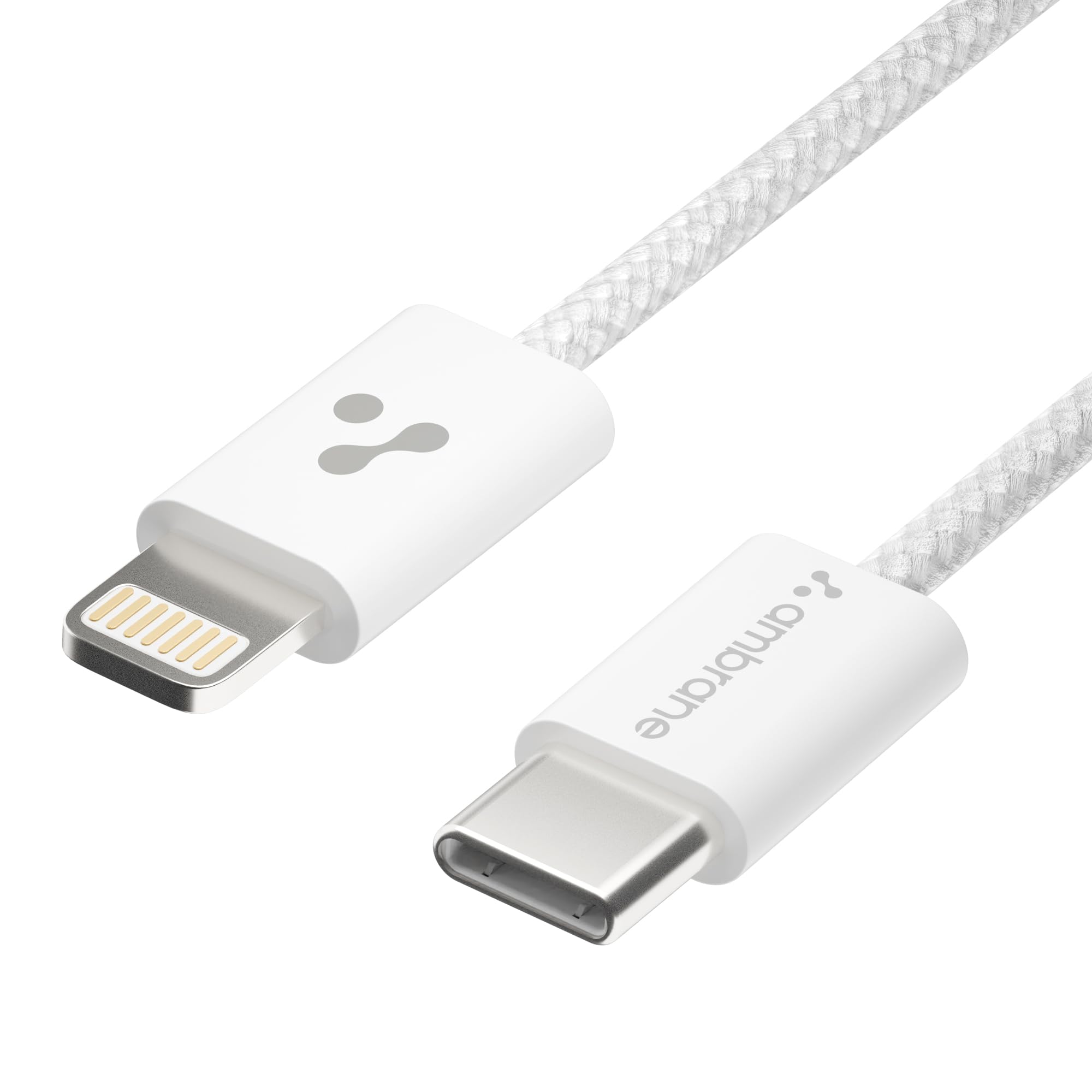 Ambrane Type-C to Lightning Cable, 22.5W Fast Charging Cable Compatible with iPhone 14, 13, 12,11, X, 8, 7, 6, 5, Pro,Max, iPad, Macbook, iMac, AirPods, Supports CarPlay, 1.2m (ABTL-Q12, White)