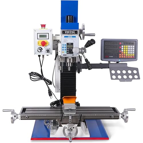 1.5HP 7''x 27-1/2''Benchtop Mini Mill Drill Machine, Variable Speed, R8 Spindle, Brushless Motor, 110V, Compact Milling Drilling Tool for Garage Shop, DIY Metalworking without Stand, VM25LD