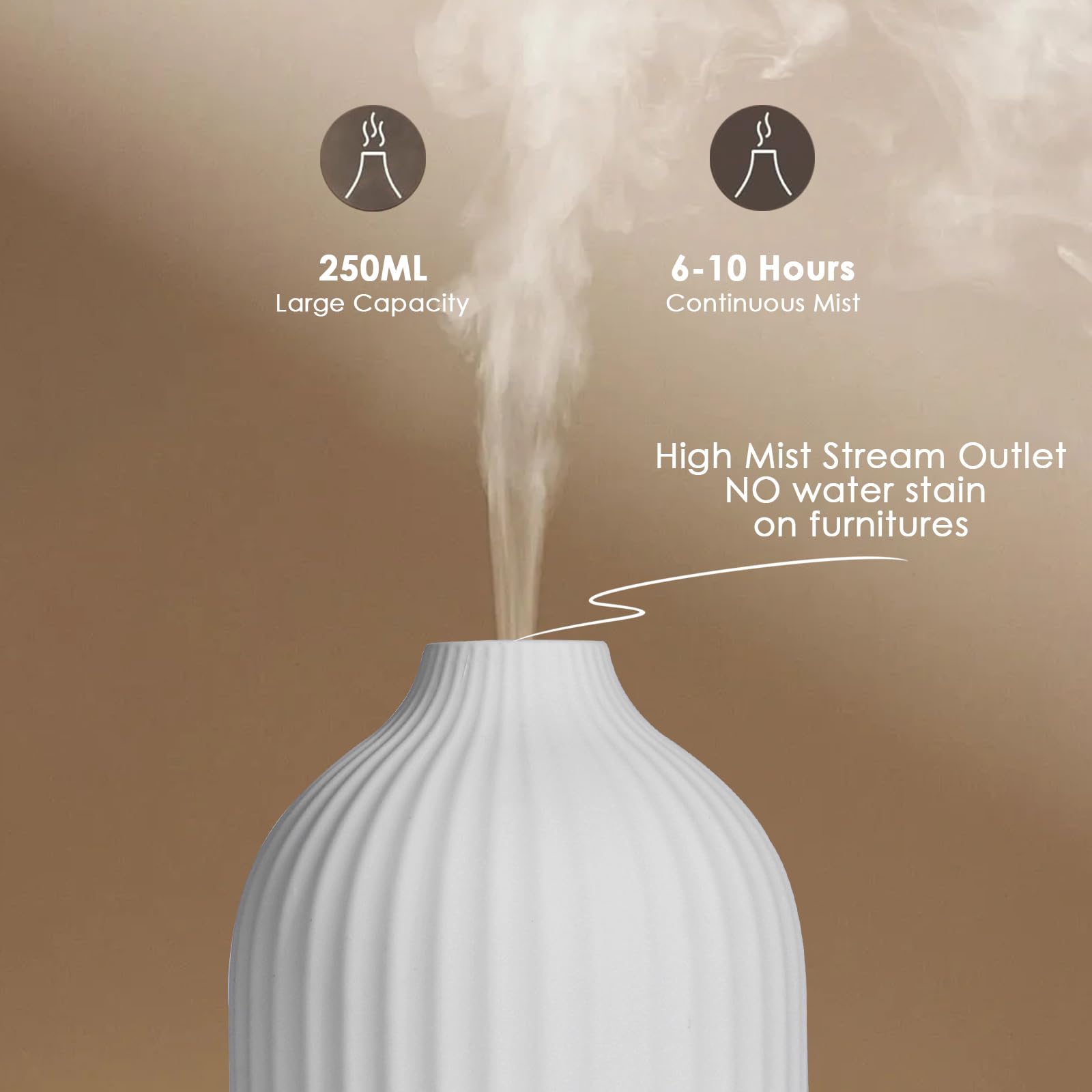 Zen'Aroma ultrasone diffuser, draadloos, Milano, ingebouwde oplaadbare batterij, batterijduur 20 uur, diffuser voor etherische olie, nomade, continue of afwisselende streaming, 3 led-verlichtingsmodi