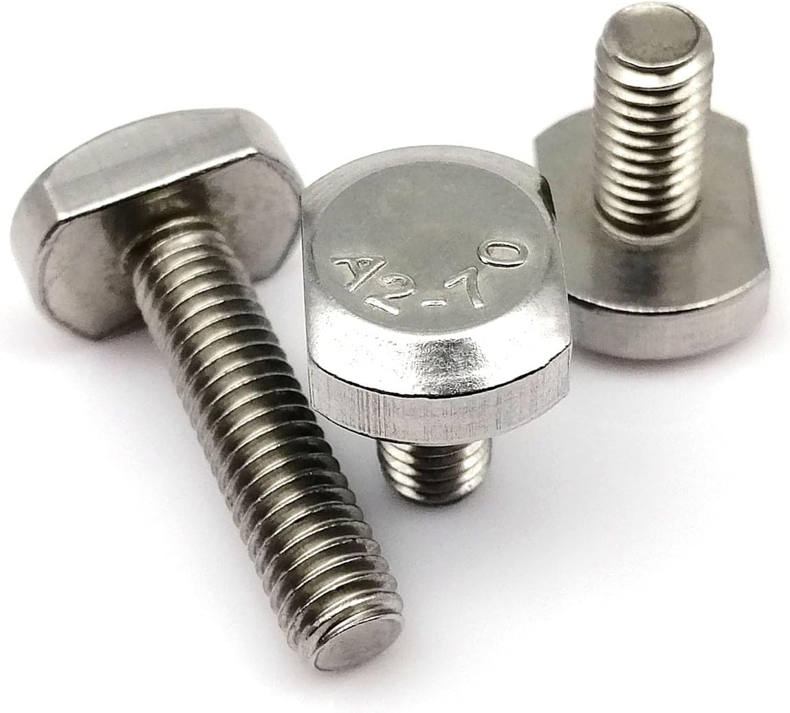 1/2/5/10pc M5 M6 M8 M10 M12 GB37 304 A2-70 Stainless Steel T Shape Type Hammer Head Screw Bolt for T-Slot Chute Rail Miter Track (Size: 10pcs M6, Length: 20mm)