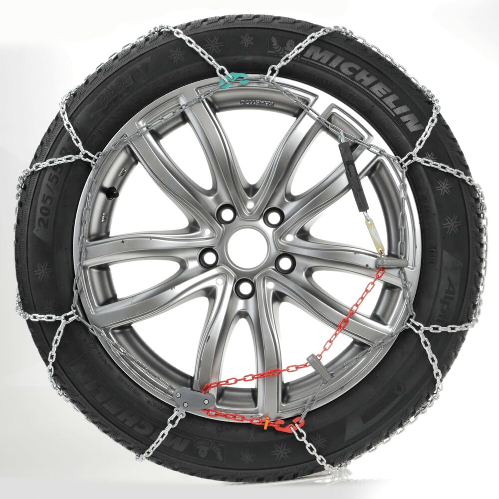 1 PAIO DI CATENE DA NEVE PER AUTO GOMMA 235/45 20" CERCHIONE 20" CATENA CON MAGLIA 16MM OMOLOGATE PER PNEUMATICI SU STRADA GHIACCIO CAVO IN ACCIOIO ANTIRUGGINE