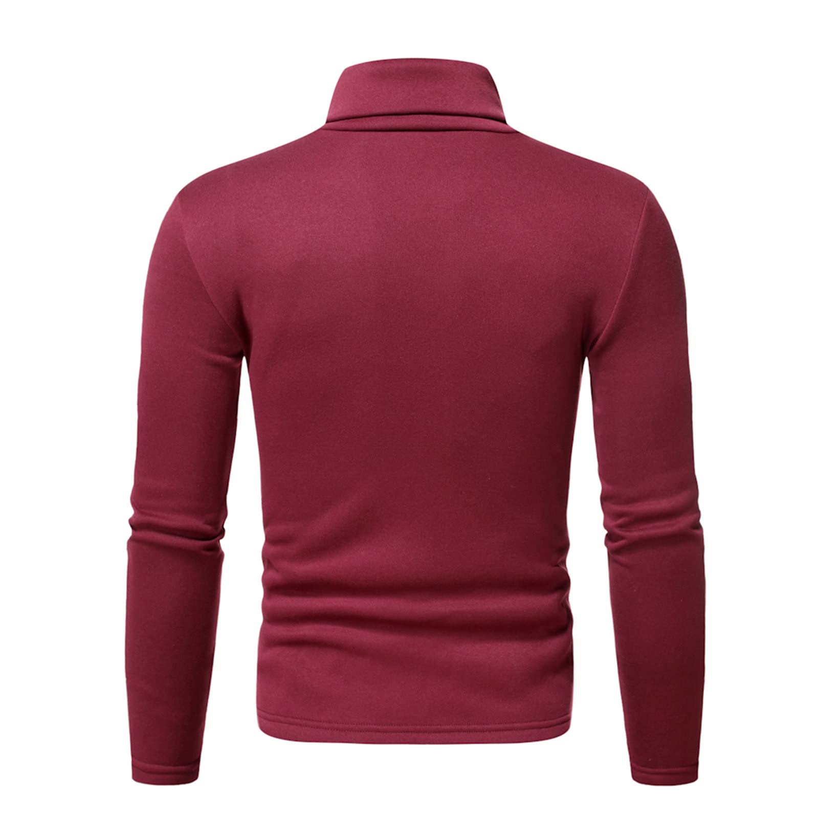 Maiyifu-GJ Mens Basic Fleece Turtleneck Pullover Top Solid Slim Fit Long Sleeve Thermal T-Shirts Casual Lightweight Sweaters (Red,Small)