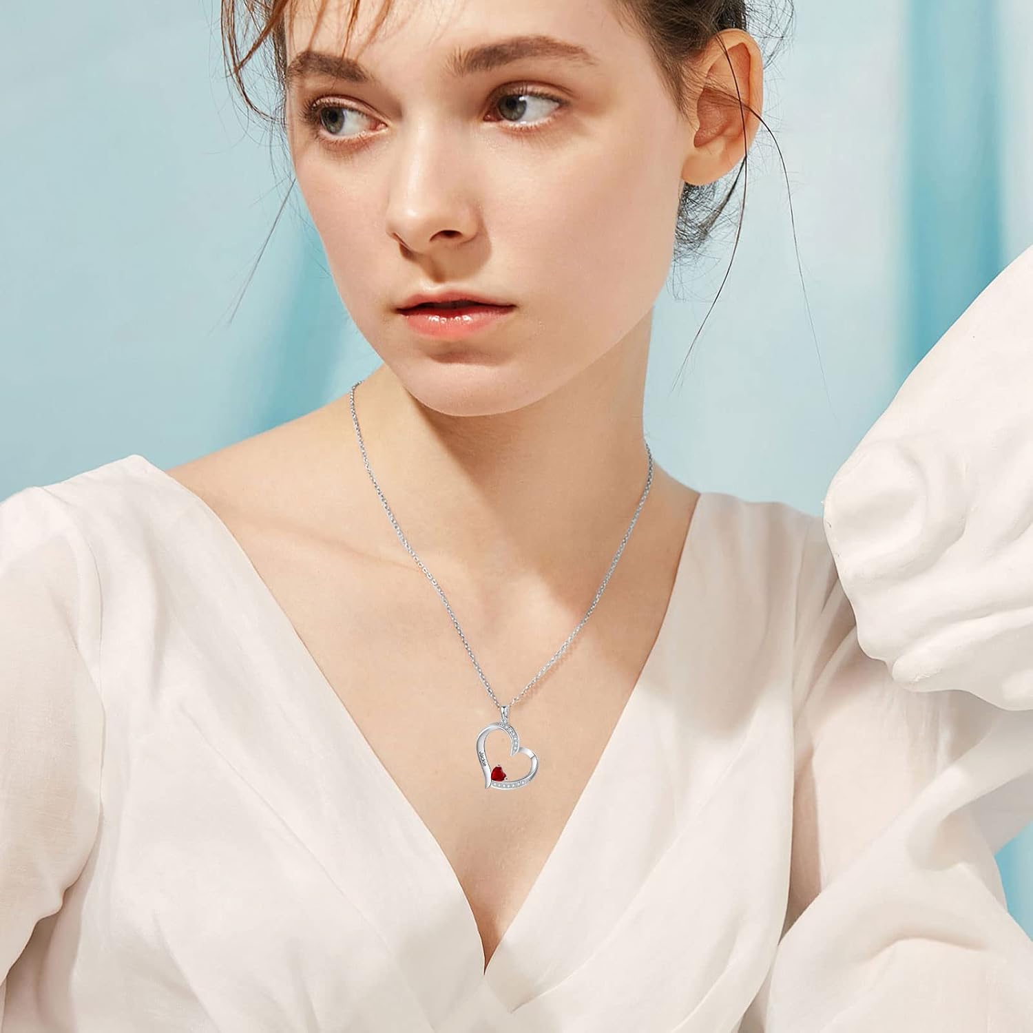 10K/14K/18K Gold Diamond Personalized Name Heart Necklace with 1-4 Birthstones Real Diamond Engraved 1-4 Names Pendant Jewelry Gift for Mom - Image 4