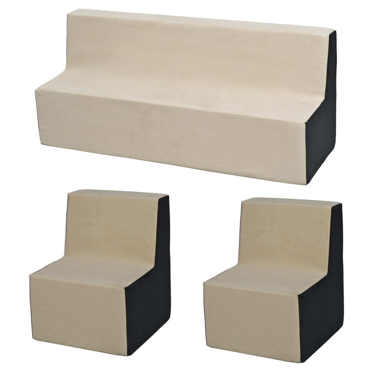 Velinda Ensemble de Meubles Chambre Enfant: 2xfauteuil+​canapé, Jeu Confort Repos (Couleur: Beige-​Gris)