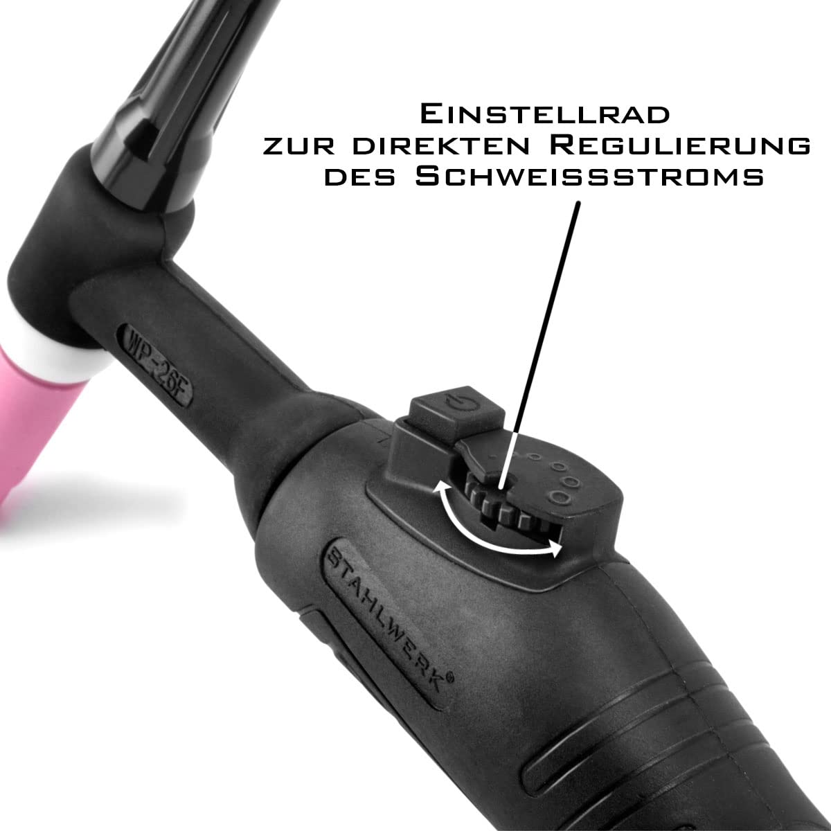 STAHLWERK WIG Schweißbrenner bis 200 A (WP-26 FR) – gasgekühlt, mit 5 m Schlauchpaket, Brennerkopf & Fernregulierung, M16 x 1,5 Gasanschluss, 2-poligem Zündstecker & 3-poligem Stromregler-Anschluss