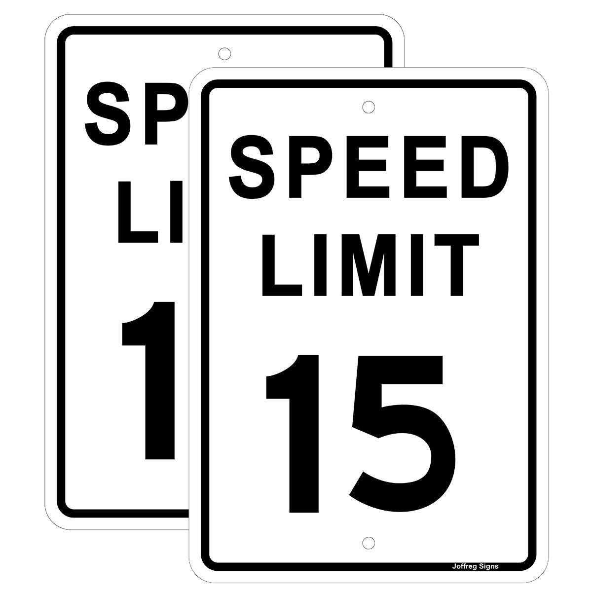 2 Pack Speed Limit 15 MPH Sign,8 x12 Inches,Reflective Aluminum,