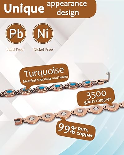 Miniatura 5 de MagVIVACE Pulsera de cobre para mujer, joyería magnética con imán, Cobre