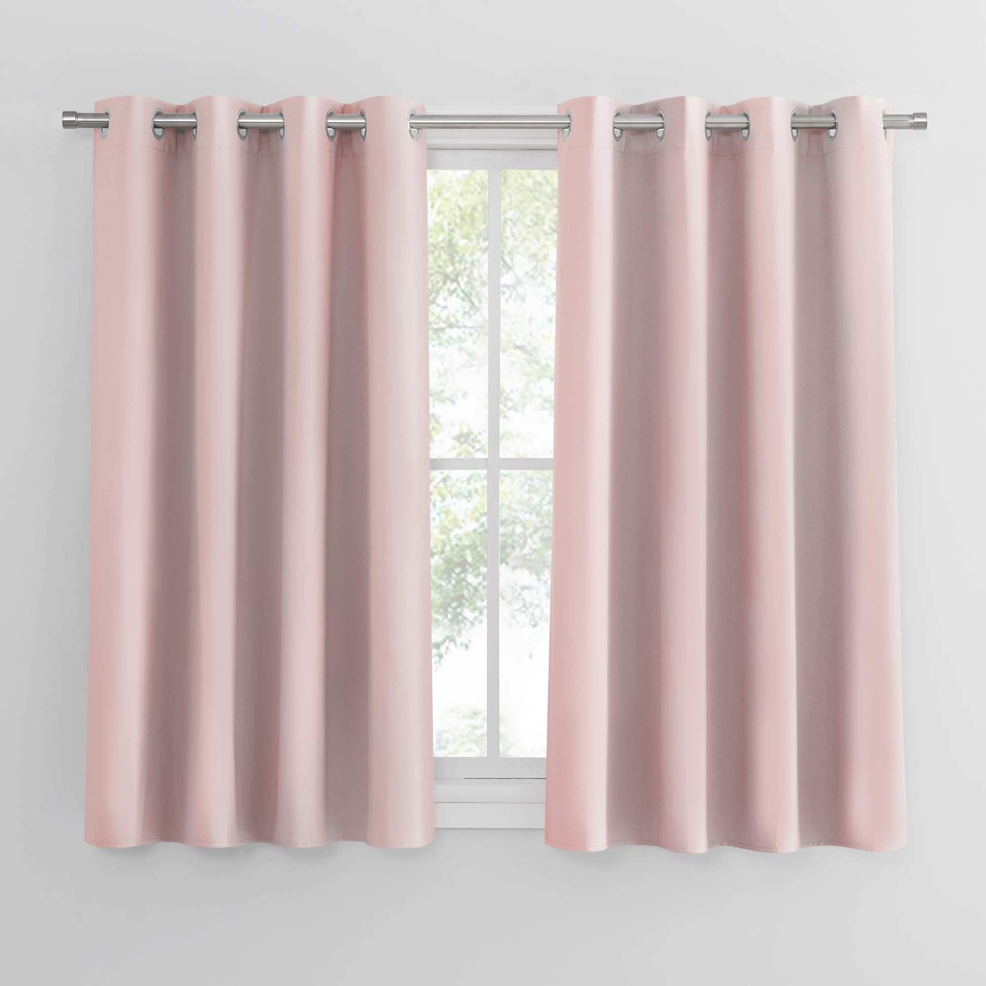 PONY DANCE Tende Oscuranti con Anelli Decorazione Tende Bambini Cameretta Blackout Curtains Termiche Isolanti per Camera da Letto Moderna 2 Pezzi L 140 x A 145 cm, Rosa