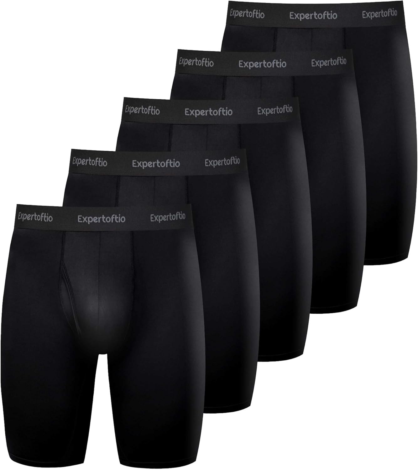 Expertoftio Men's Underwear 9 Inch Long Leg Boxer Briefs for Men, Performance, Moisture Wicking Pack, Anting Chafing, Fly