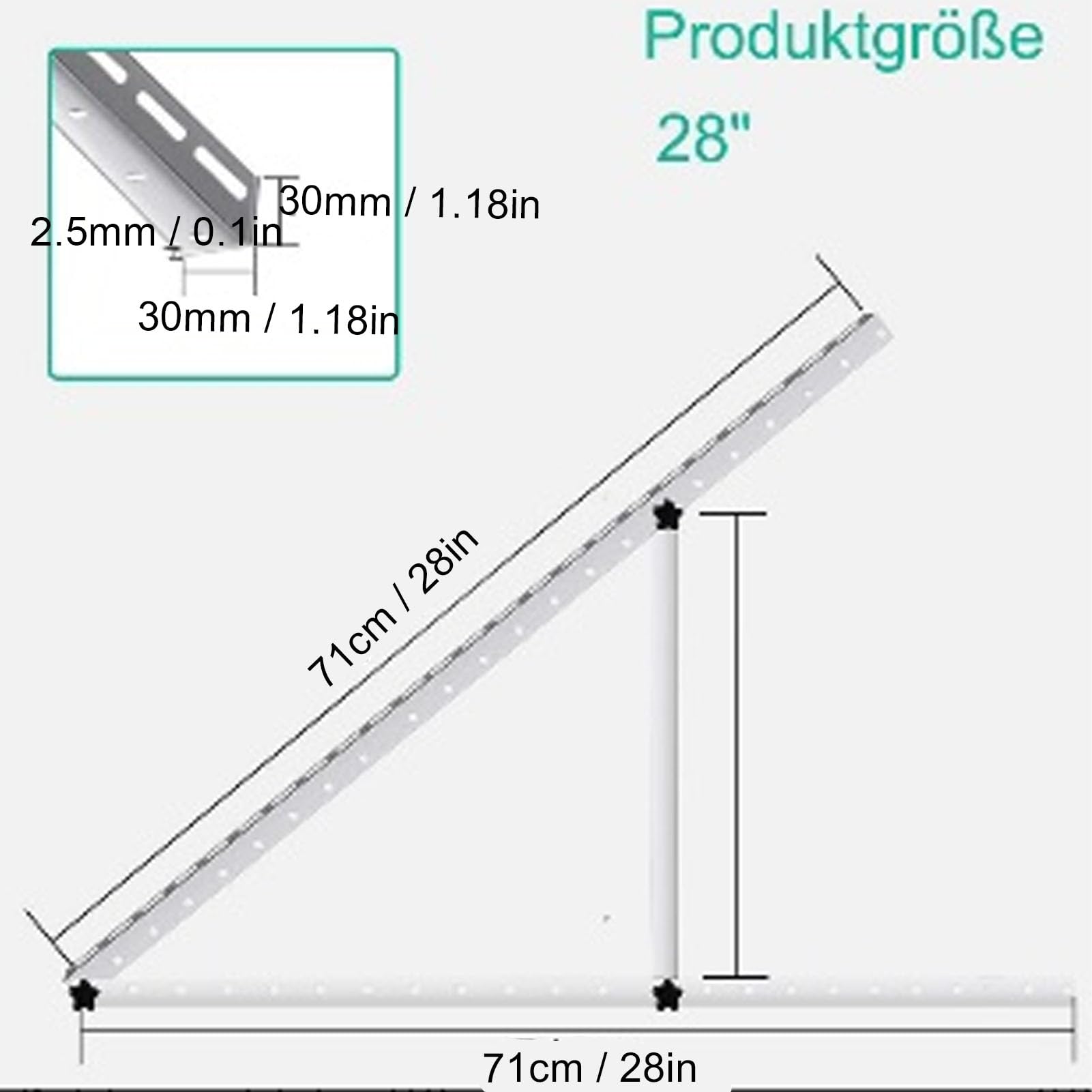 Generic Wsporniki Montażowe Panelu Słonecznego, 28 -calowy Regulowany Wspornik Montażowy Panelu Słonecznego dla łodzi RV, Stop Aluminium o Wysokiej Wytrzymałości, Stojak na Panele