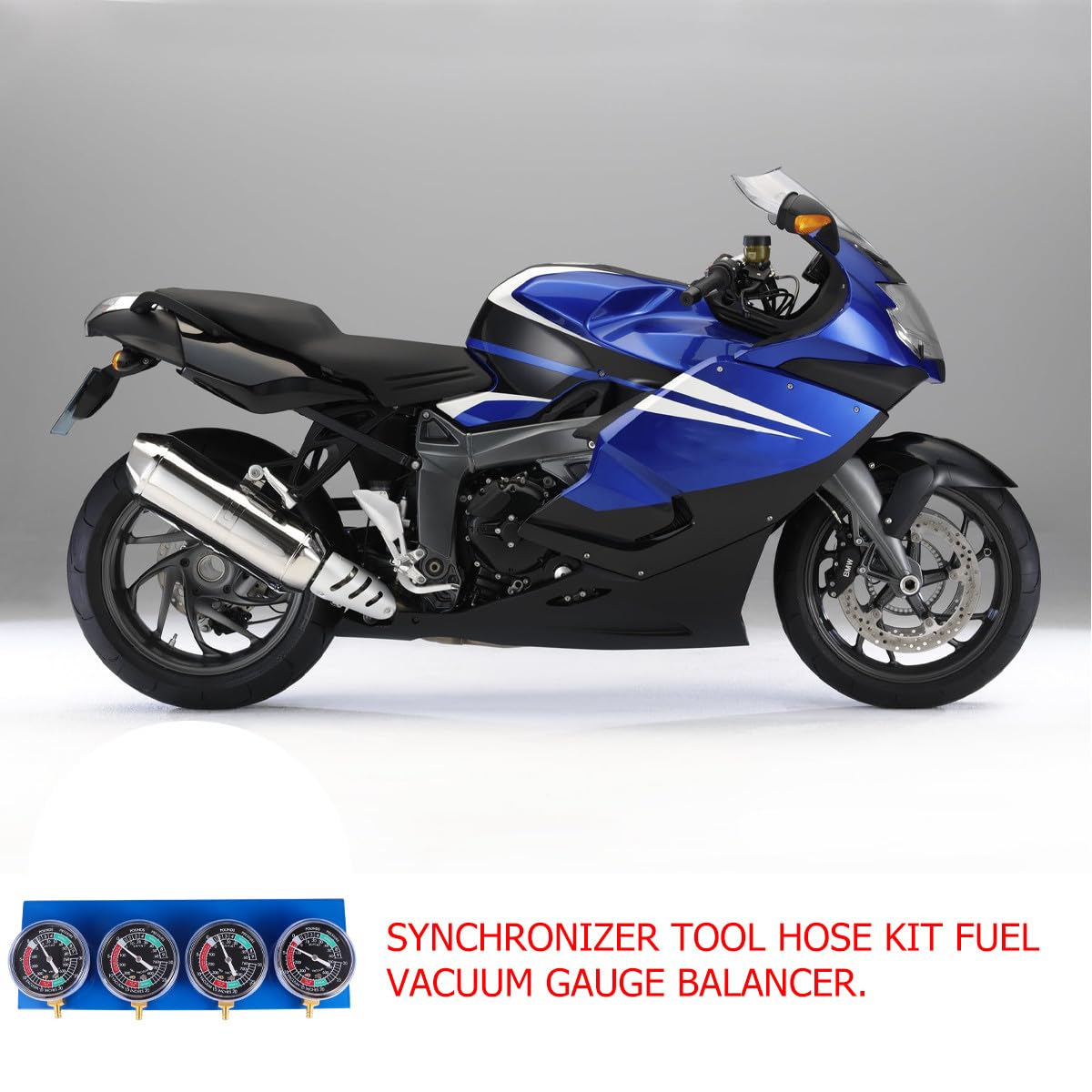 VALICLUD Manomètre à Vide pour 4 Cylindres, Équilibreur de Synchroniseur Précis, Kit D’outils de Mesure de Vide pour Réglage Moteur, Compatible Système D’alimentation Carburant,