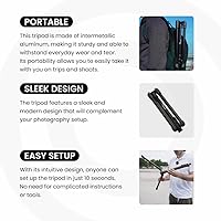 Vista 6 de Pivo Trípode extensible para teléfono celular y cámara de 63 pulgadas con soporte resistente, ligero, portátil y plegable para grabación de video
