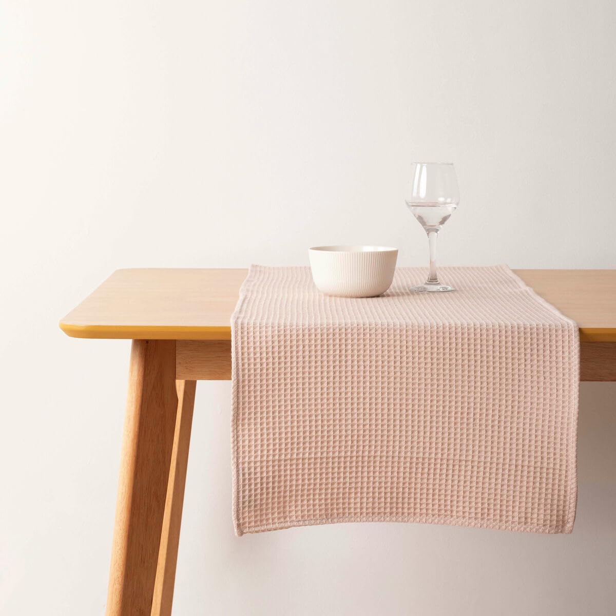 Chemin de table gaufré haut de gamme Muaré rose pastel