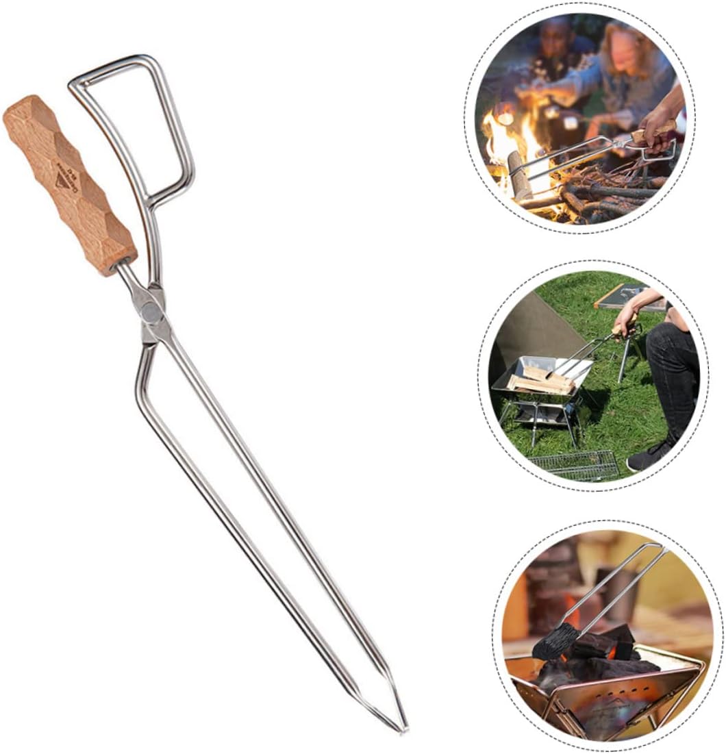 Firewood Carrier Handles Clamp Barbecue Clip Tongs for Grill Stainless Steel