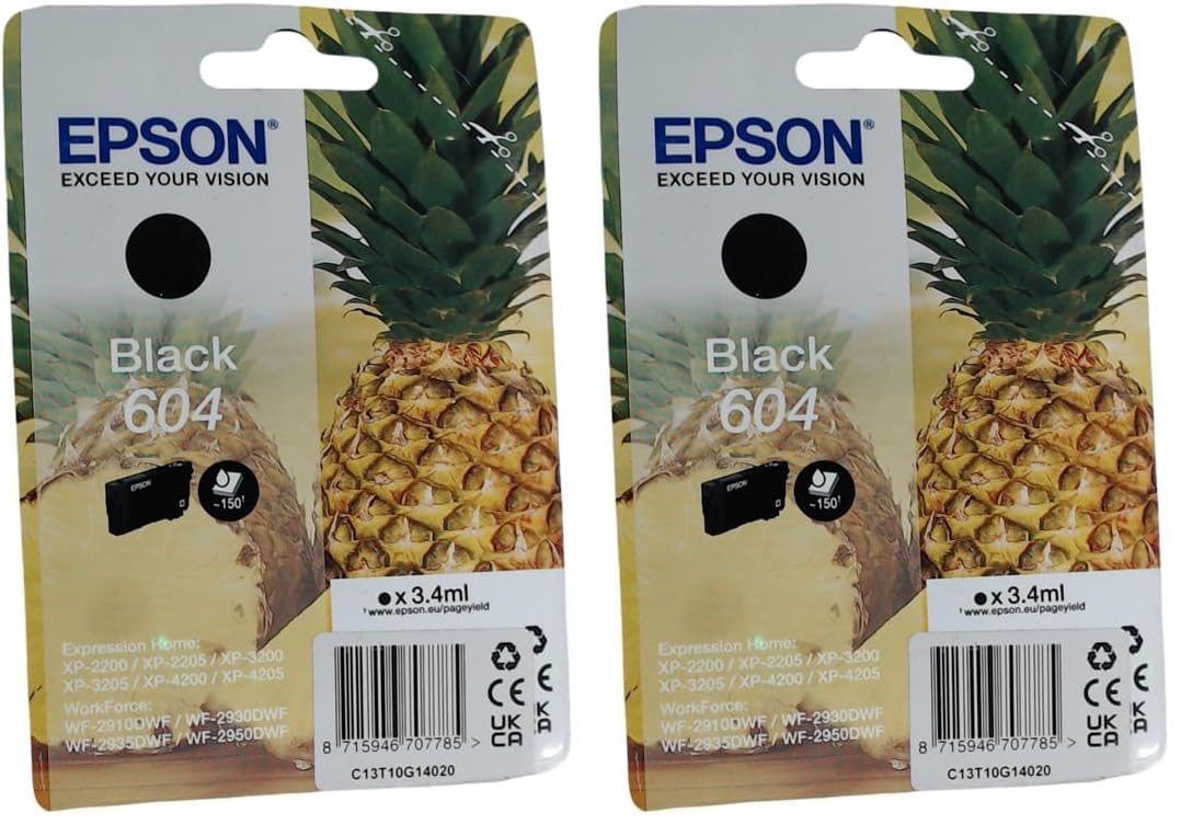 Epson Ink/604 603 Starfish 3.4ml BK Sec (Confezione da 2)