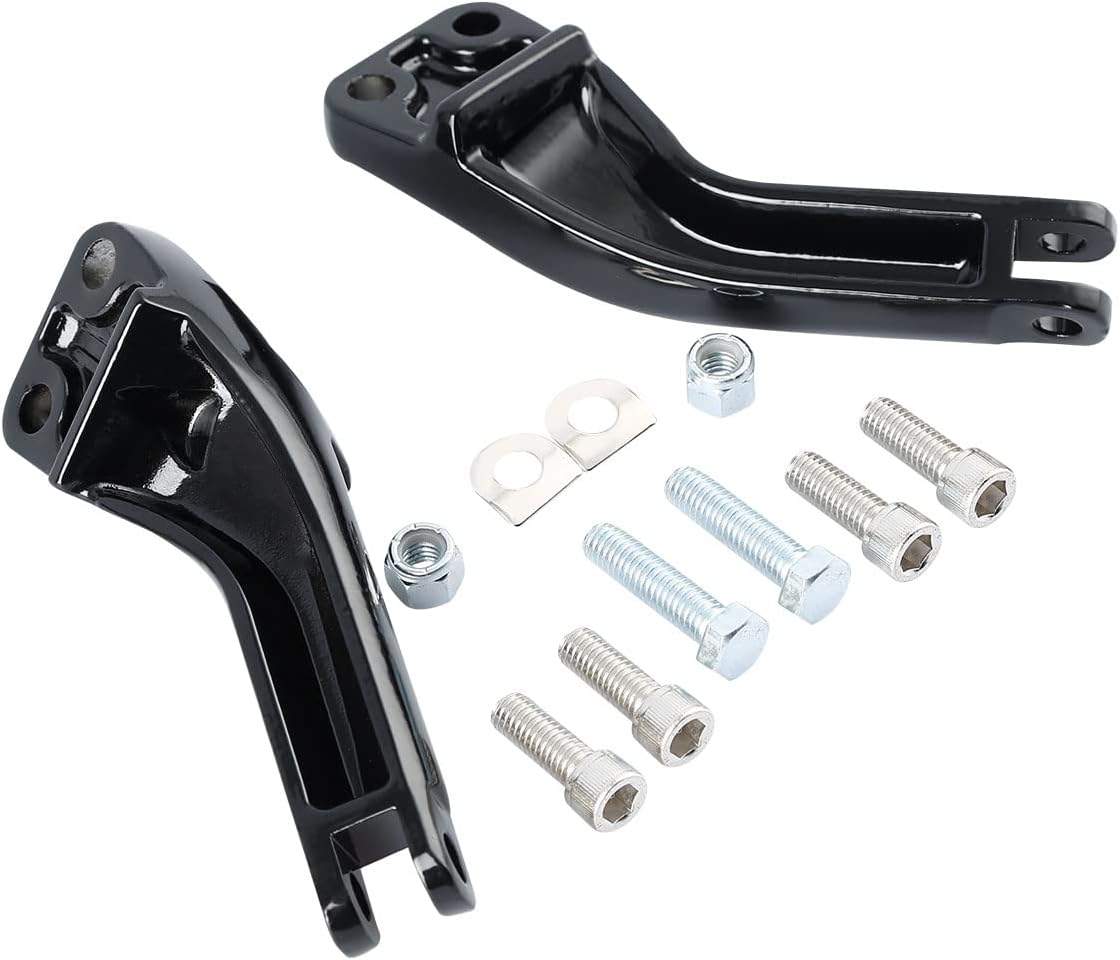 Black Passenger Foot Peg Support Kit Compatible with Harley Dyna Super Glide Street Bob 2006-2017