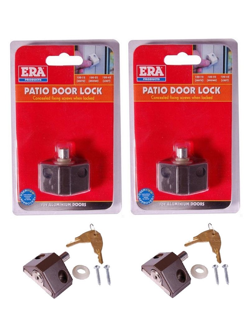 Era Brown Saracen Patio Door Key Locking Security Bolt In Pair Of 2 G1667 Free Delivery