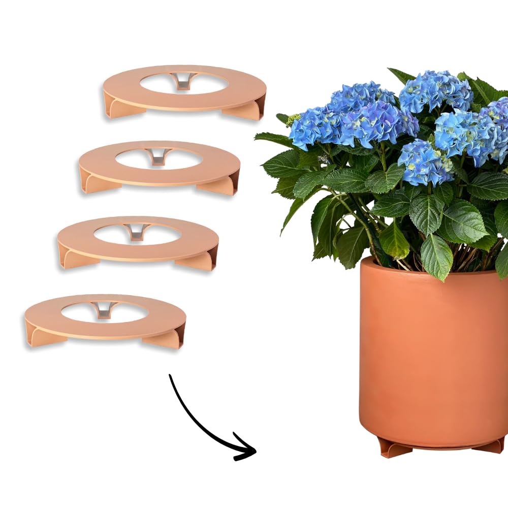 terraced®, Set of 4, Flower Pot Saucers, Colour: Terracotta, Round, 27 cm Diameter, Saucer Flower Pot, Recycled Material