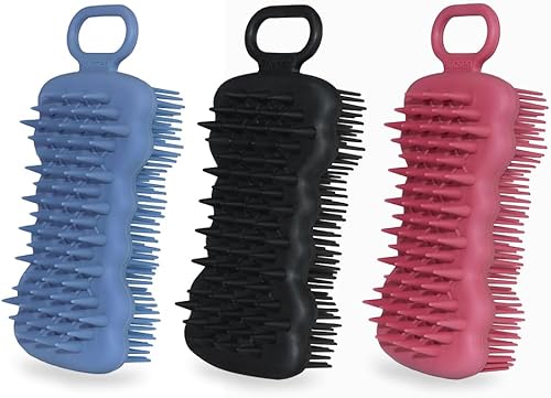 Aricsen - Juego de 3 cepillos de silicona para baño y ducha, cepillo de baño y champú 2 en 1, fácil de limpiar, enjabona bien, larga duración,