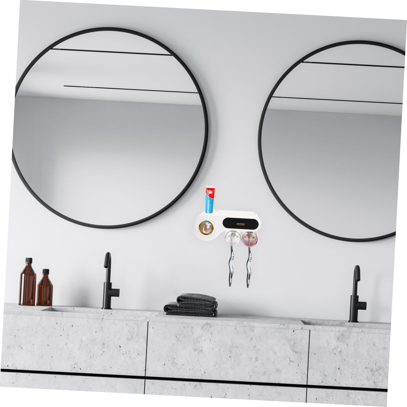 Ipetboom Portaspazzolino Portadentifricio Mensola per Spazzolini da Bagno Organizer da Parete per Wc Salvaspazio e Comodo da Usare