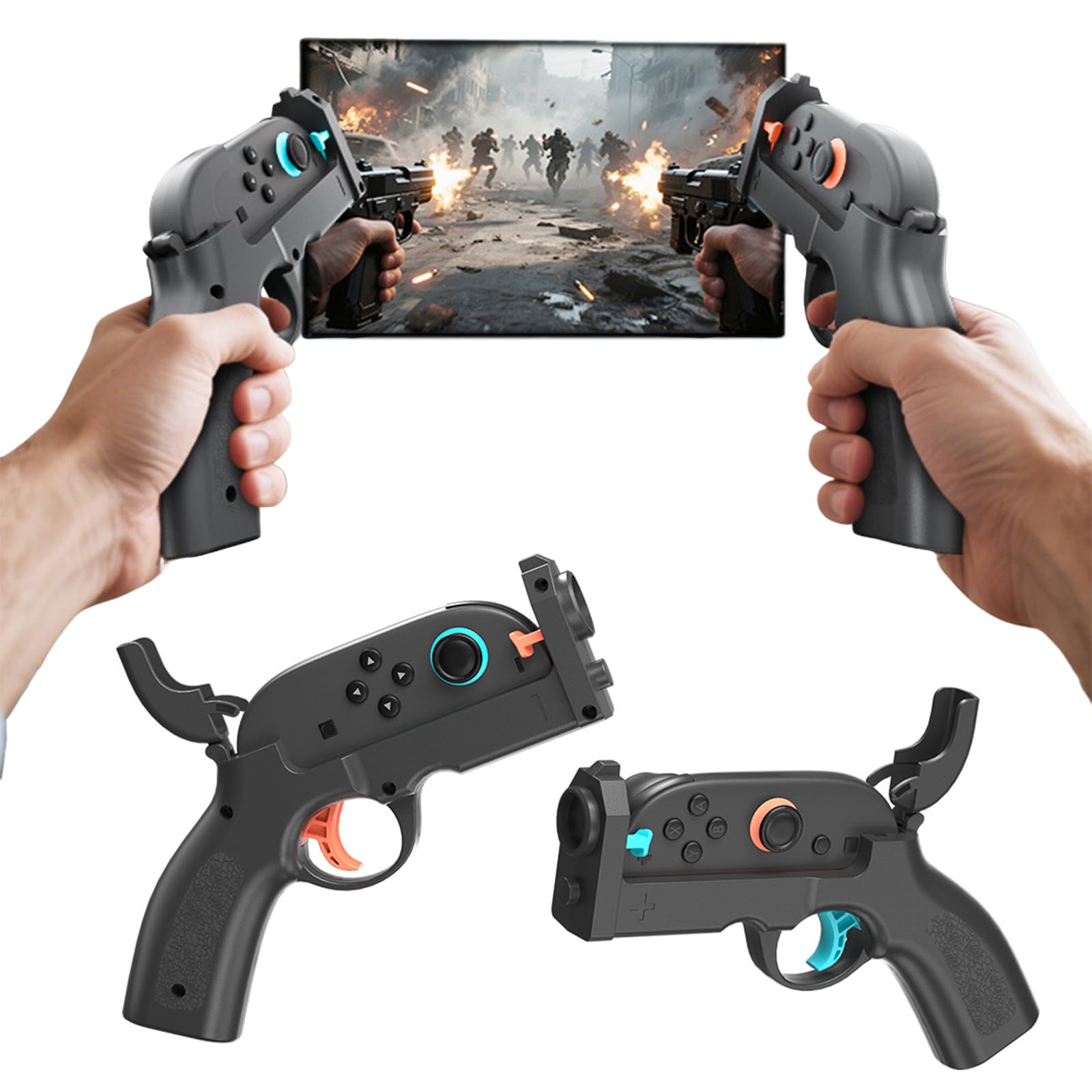 HTU Kit de disparo para Switch 2, empuñadura con forma de pistola y controladores