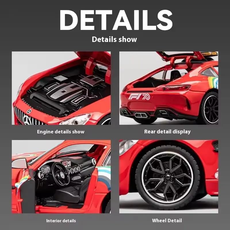 Image of Invite Enterprise Compatible for 1:24 Marcedes Safety Car F1 Toy Car Model, Diecast Collectible Pull Back Modelwith Sound and Light, Toy Gift Vehicles for Adults Kids Boys(Silver-Color)