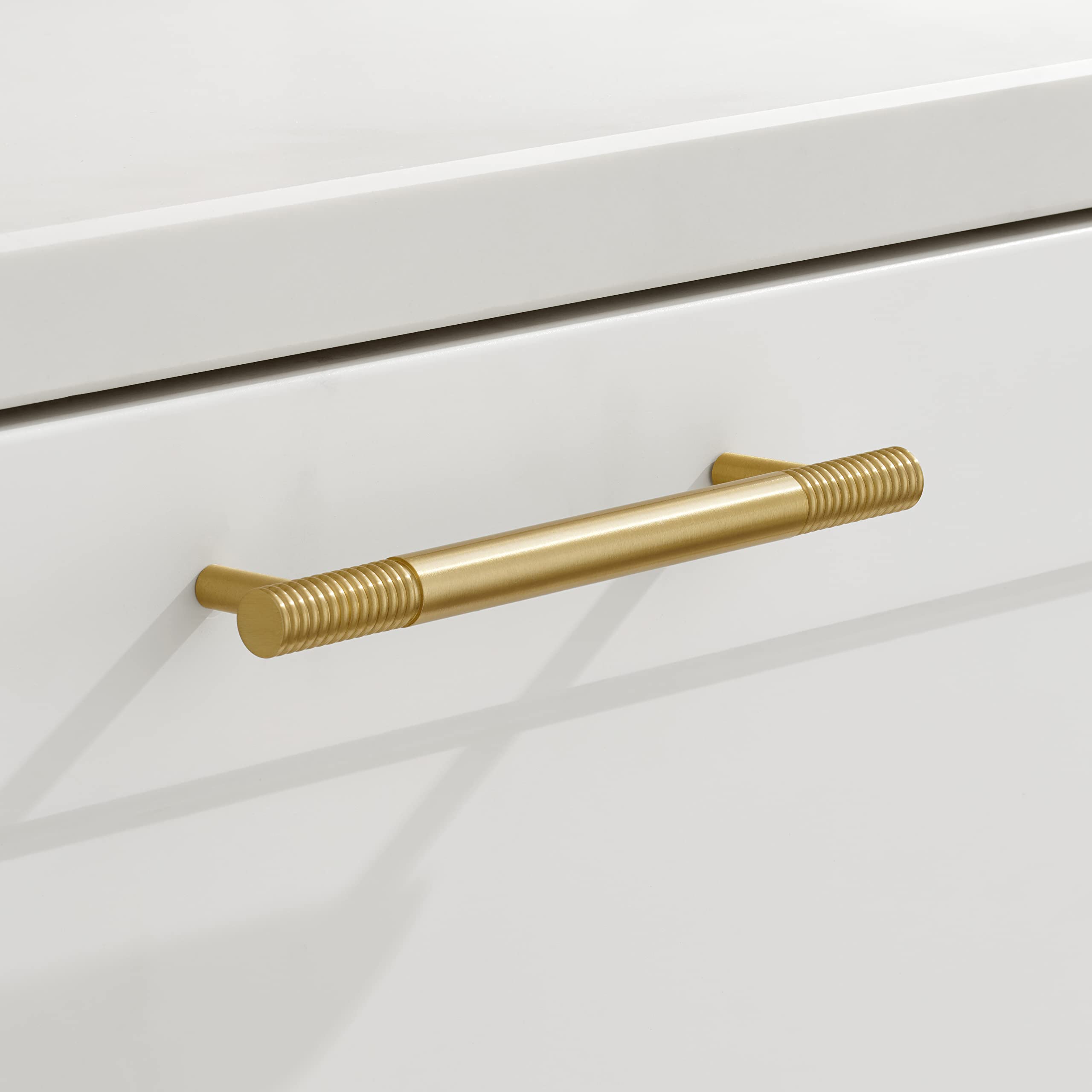 Pushka Home Ltd Gold Modern Contemporary Beehive Cabinet Pull Handles For Door, Cupboards And Drawers (128Mm Hole Centre)