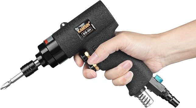 KS-5H Pneumatic Screwdriver, 1/4" Impact Air Screw Driver with CW and CCW Switch, 11000rpm, 80N.m Torque, Industrial Grade Adjustable Speed Screw Driver Tool