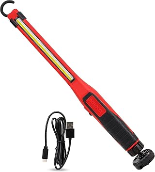 Neiko 40344A Swivel Work Light, 2 in 1 Rechargeable Flashlight, 7W Adjustable COB LED & UV Blacklight, 360 Degree Magnetic Flashlight with Hooks, 150-650 Lumens Mechanics Shop Light, Li-Ion Battery