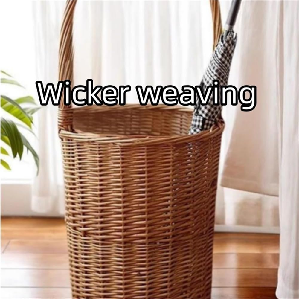 Stylowy wiklinowy uchwyt na parasol z uchwytem, wejście o dużej pojemności, do użytku wewnątrz i na zewnątrz, stojak na parasol do wejścia i przechowywania