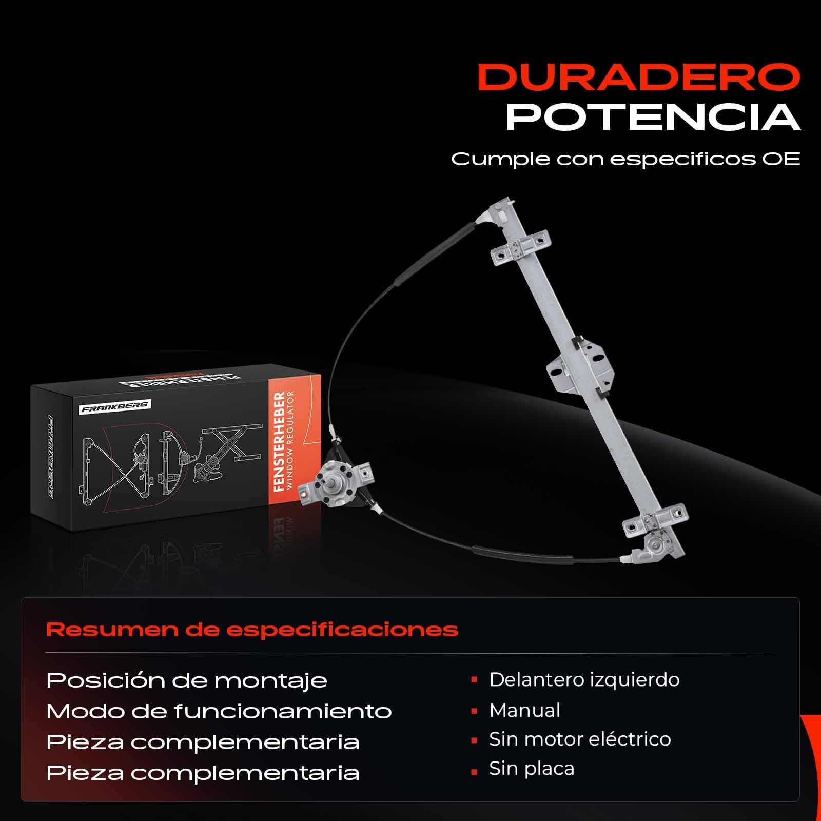 Frankberg Regulador de ventana manual sin motor delantero izquierdo