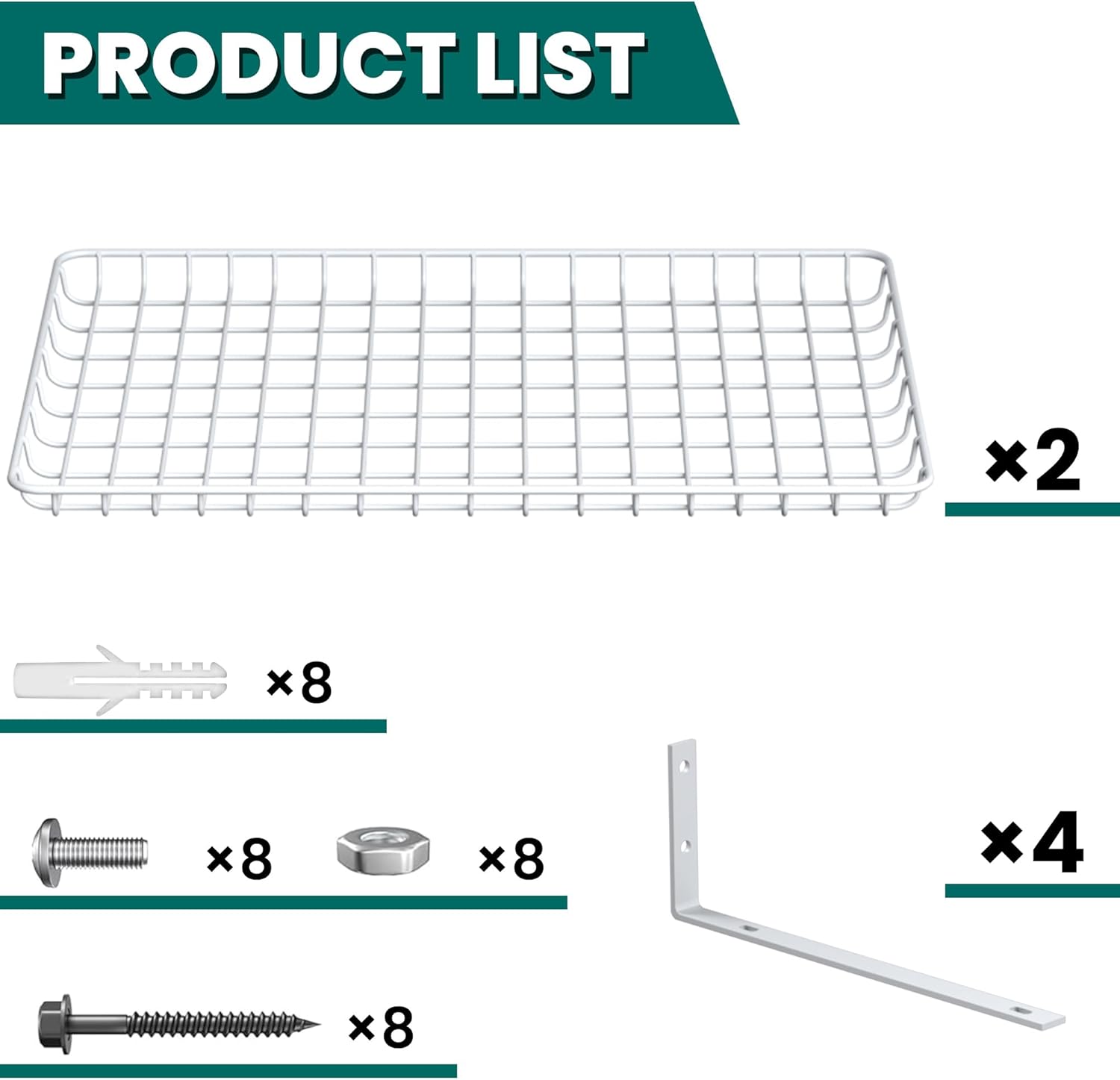 EVERHANGER Garage Wall Shelves 12x24 Inch, Wall Mounted Storage Shelf, Metal Shelf Rack, Heavy-Duty Shelf Organizer 2 Pack, White - Image 3