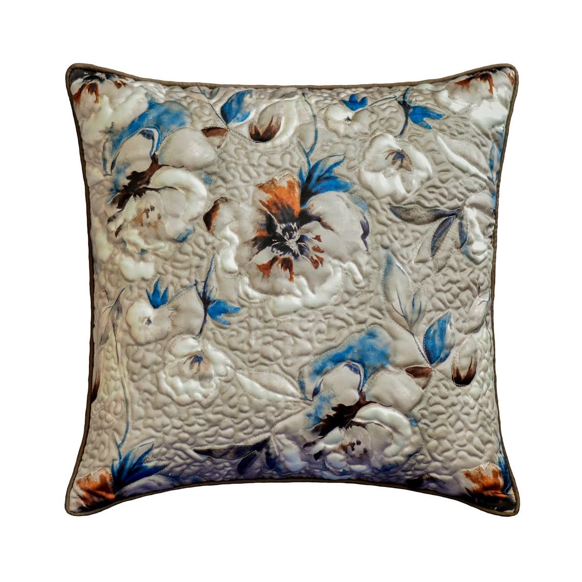The HomeCentric Decorative Silver Pack of 2, 65x65 cm (26"x26") Cushion Covers, Satin Floral & Quilted Cushion Covers, Nature & Floral Pattern Contemporary Style - Humming Floral โ image 1