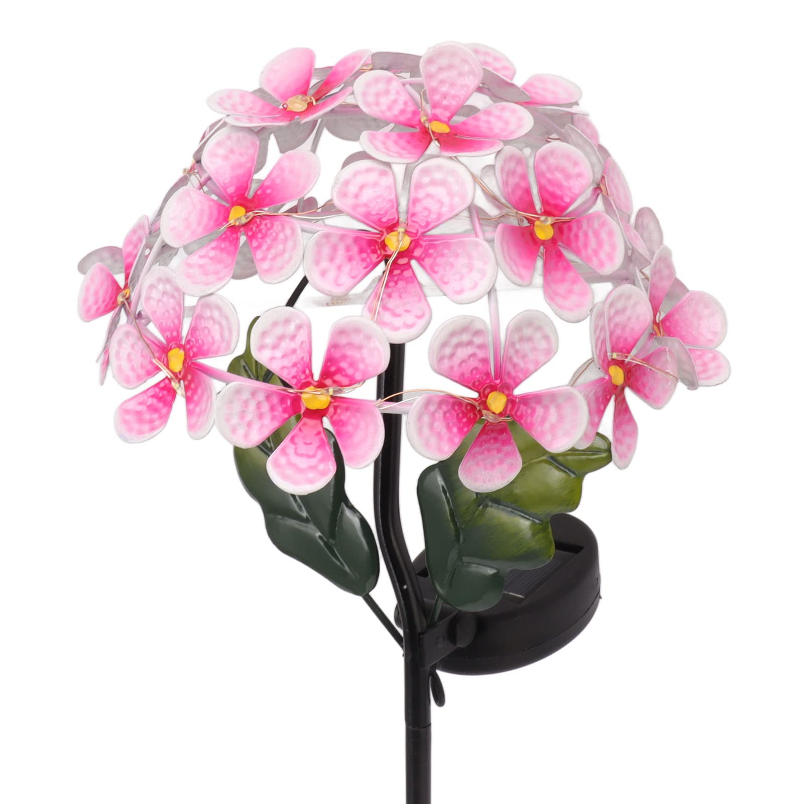 Focket Solar-Gartenleuchte, Wasserdicht, Kabellos, Eisen, Rostfrei, kein Verblassen, Solar-Blumenstecker, Hortensien-Wegeleuchte mit Eingebauter Batterie für Terrassenhof (PINK)