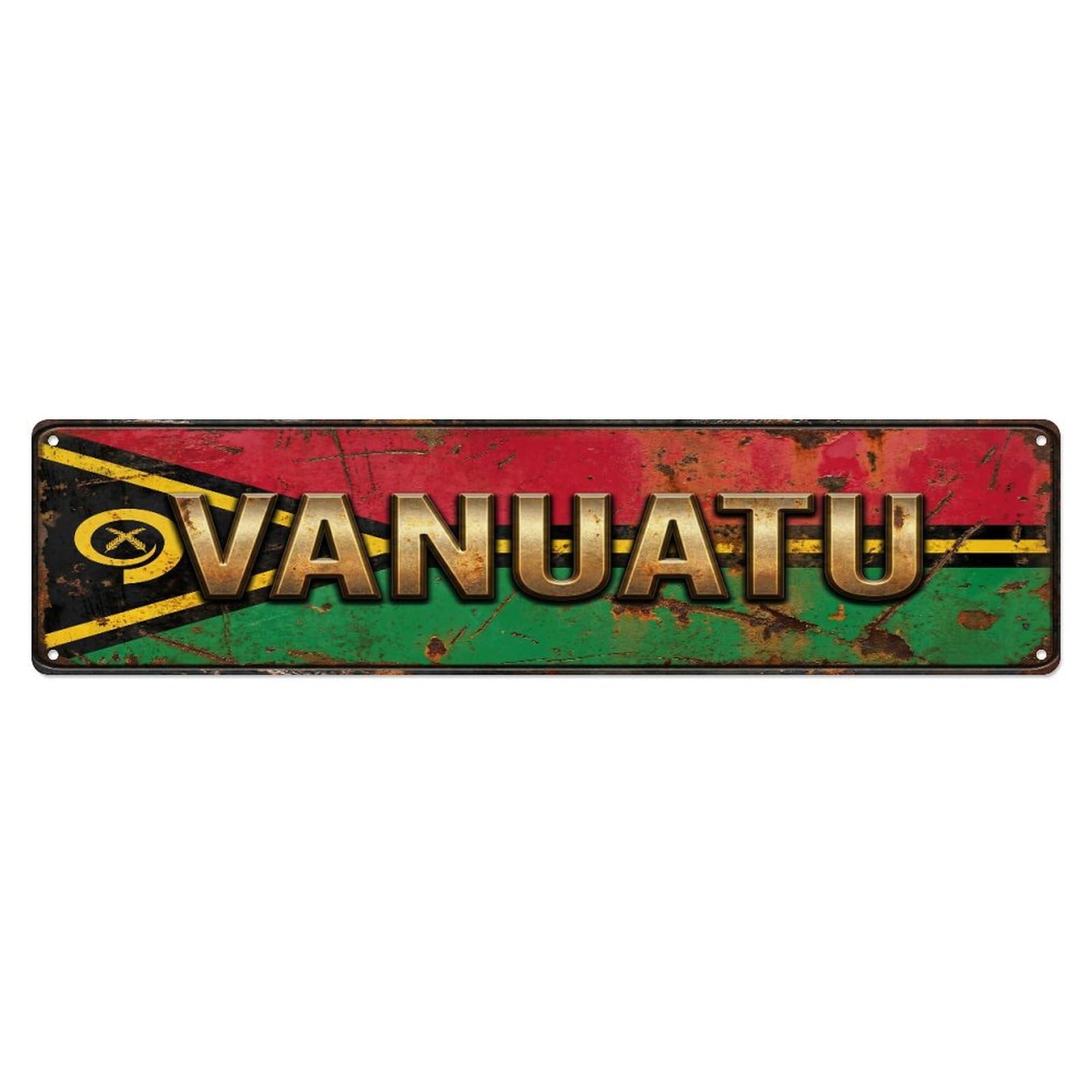 Xanthor Style Metal Tin Sign Vintage Vanuatu Flag Pattern