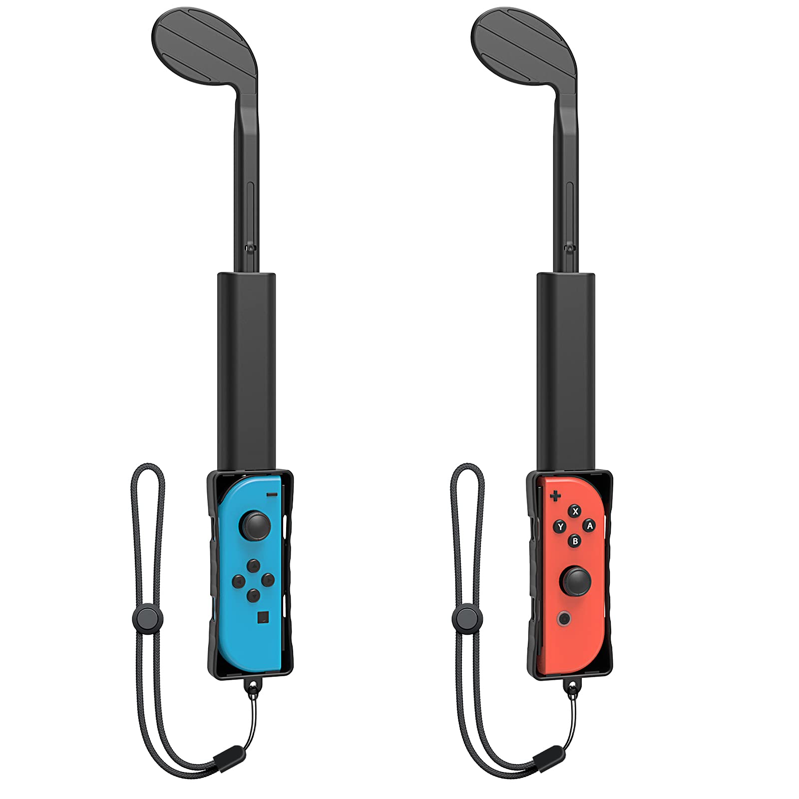 Upgraded Gold Grip for Mario Golf: Super Rush - Nintendo Switch Joy-Con 2021, Rotatable Rod Design Golf Games Hand Grip Accessories for Nintendo Switch Joy Cons with Wrist Strap (Black)