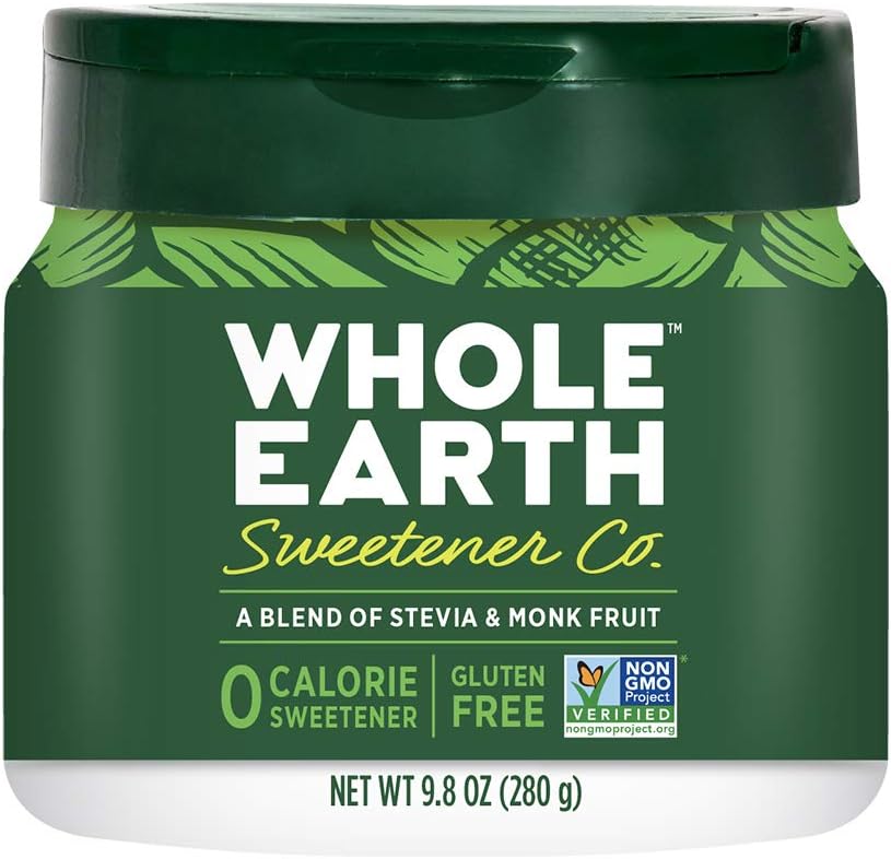 Whole Earth Stevia and Monk Fruit Plant-Based Sweetener, 9.8 Ounce Jar