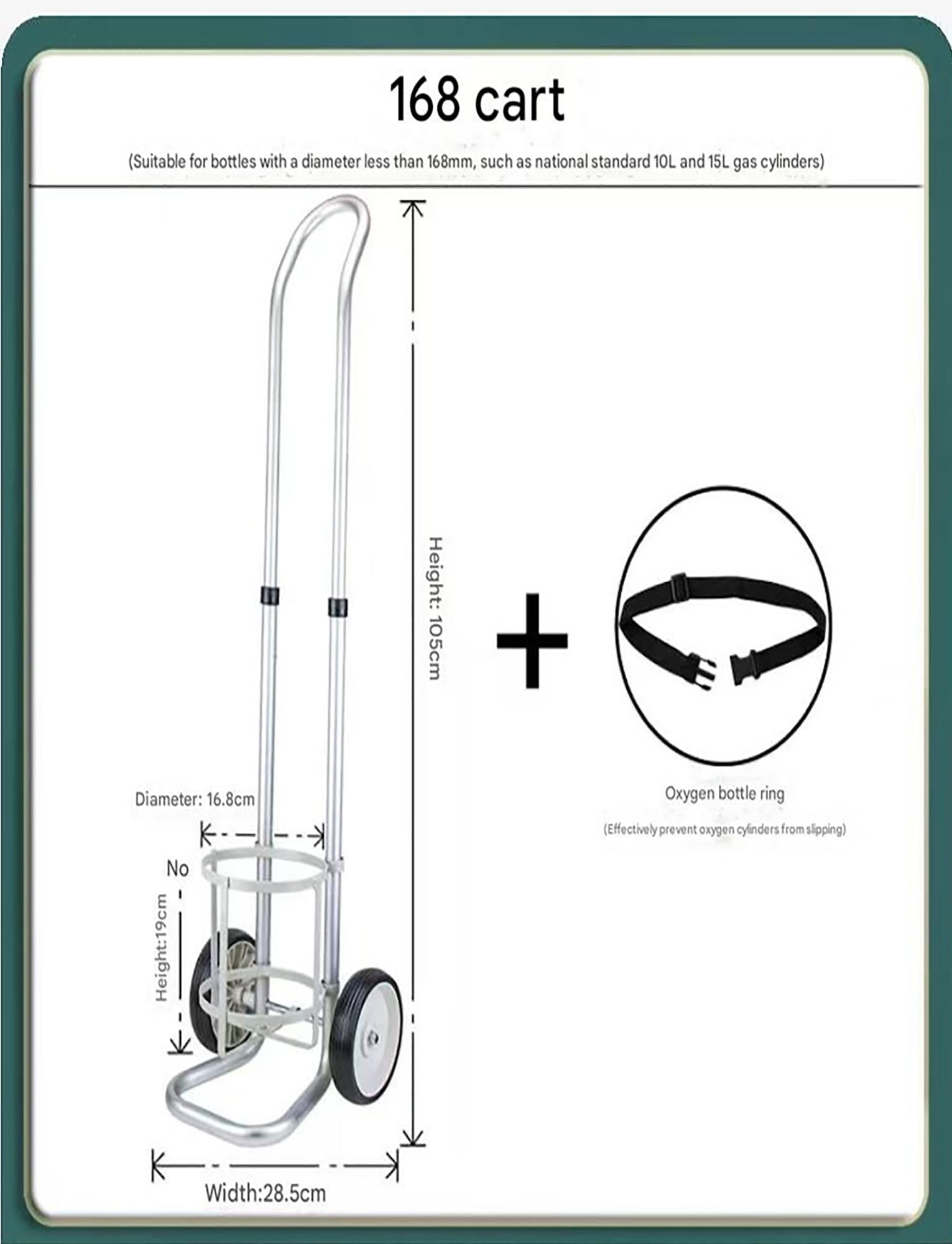 Carro Portátil con Ruedas para Cilindros De Oxígeno para Laboratorios Y Tiendas, Carro Ajustable De Aleación De Aluminio para Cilindros De Gas, Soporte Resistente P,16.8cm/6.6in