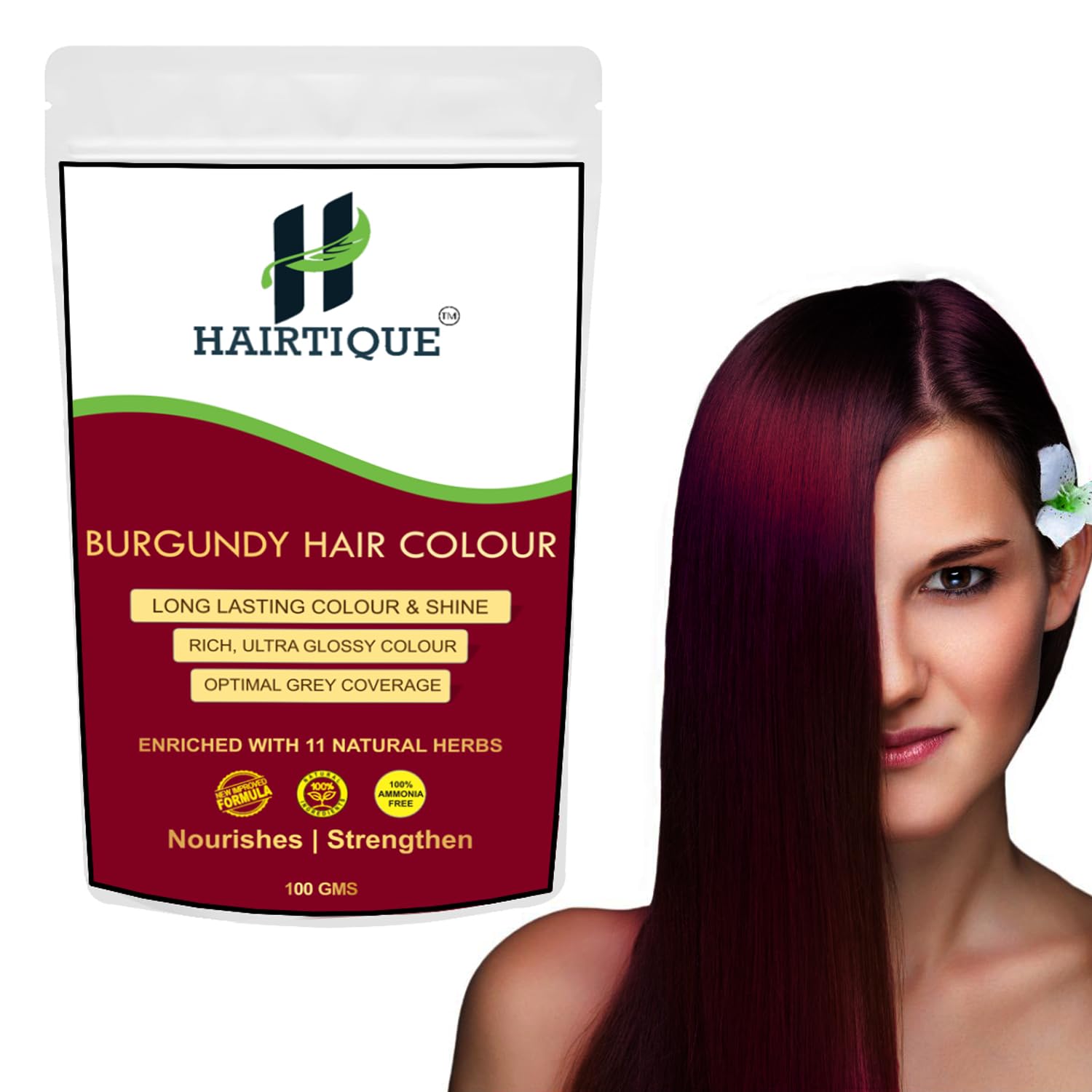 Natural Hair Colour HAIRTIQUE Damage Free, No Ammonia 6 Organic Herbal Extracts 100% Grey Coverage & Long Lasting Hair Color (100 Grams, Burgundy)-picture-41