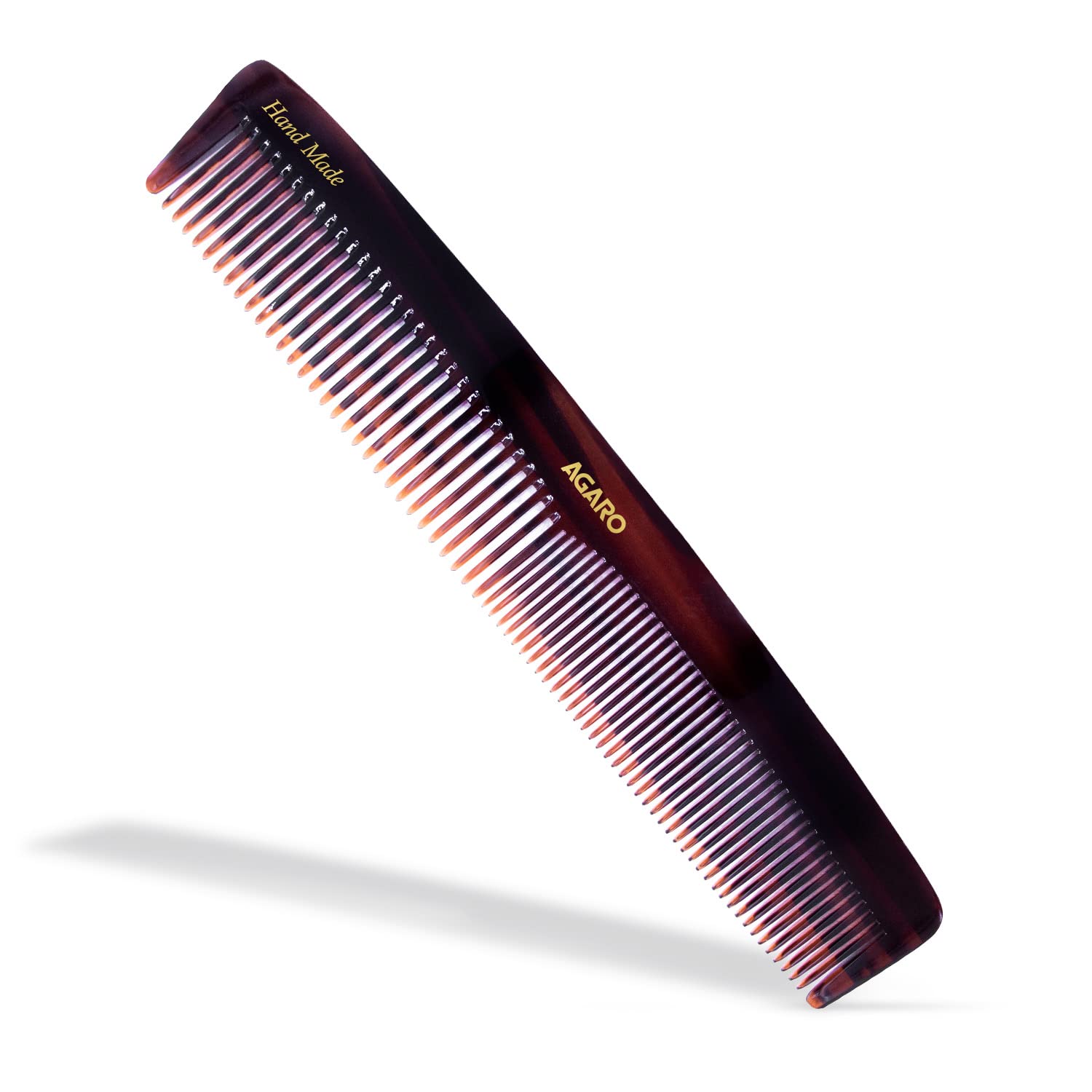 AGARO Hand Made Comb, Graduated Dressing, Smooth Rounded Teeth, Hair Styling, Grooming, Hair Brushing & Dressing, Cellulose Acetate Comb, For Men & Women, HMC75, Brown