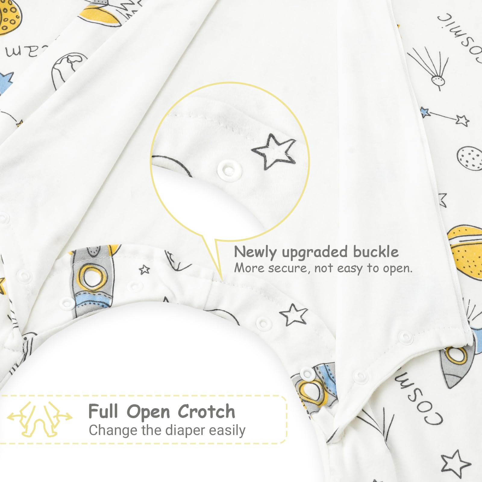 WYTbaby Sacco nanna con piedi, 1,0 Tog, in 100% cotone, morbido sacco a pelo per tutto l'anno, senza maniche, ideale per dormire e calore, perfetto per ragazzi e ragazze, 70 cm