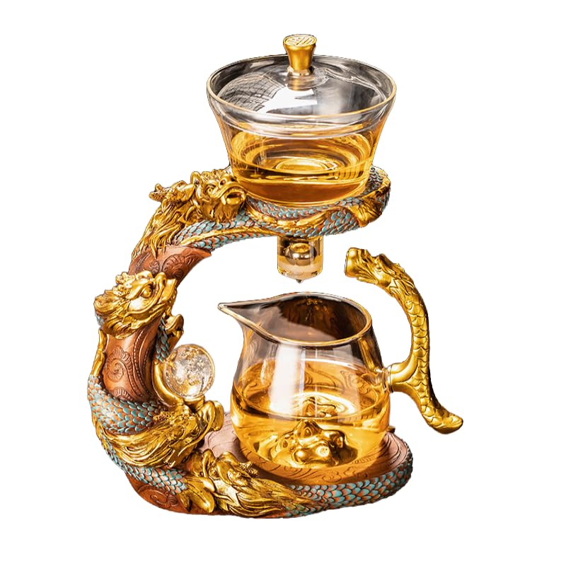 Théière En Verre Rotative Fire Kirin - Infuseur Amovible - Semi-automatique - Design Cerf Gris