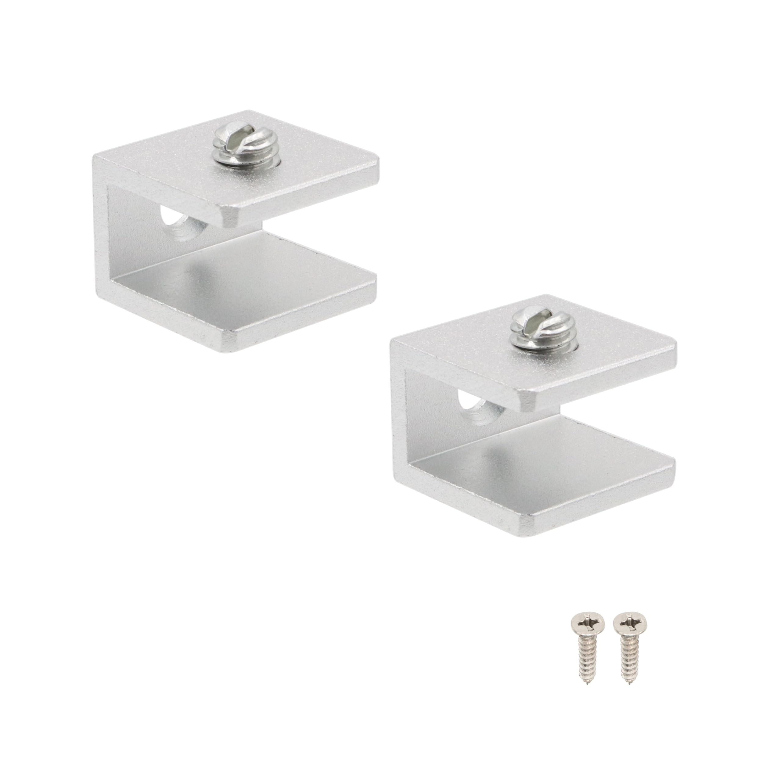Scxcly Silvery 12Pcs Glass Shelf Brackets, 6-8Mm (Applicable Thickness) Wall Mount Clamps Glass Shelves, Aluminum Alloy (Silvery)